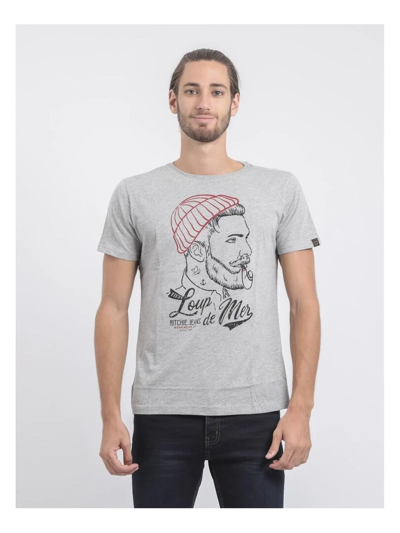 T shirt col rond pur coton JOUANCY Gris clair