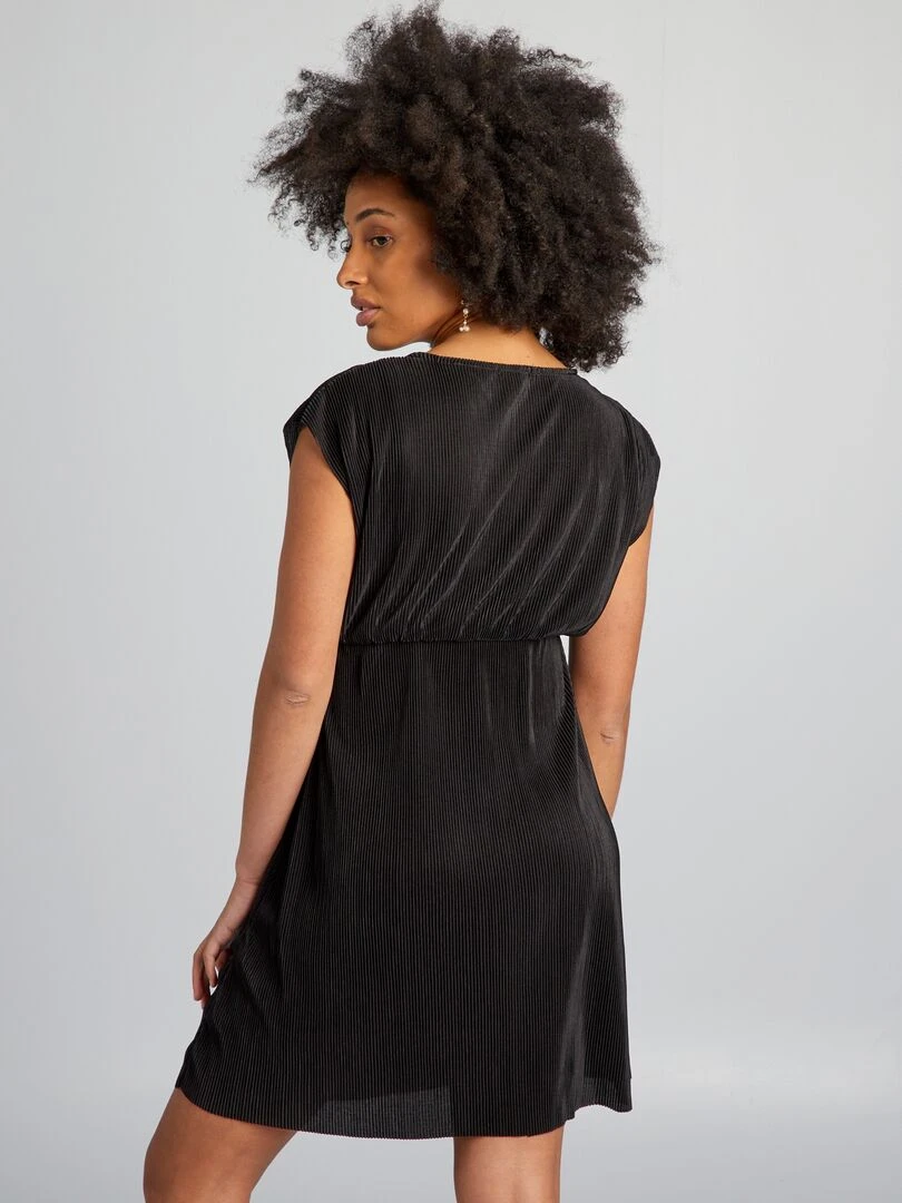 Robe en maille plissée   noir