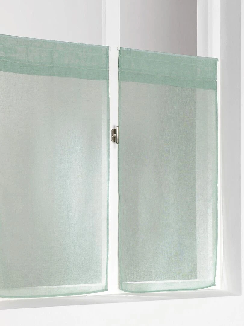 Paire de vitrages unis et tamisants en poly/lin Vert d'eau