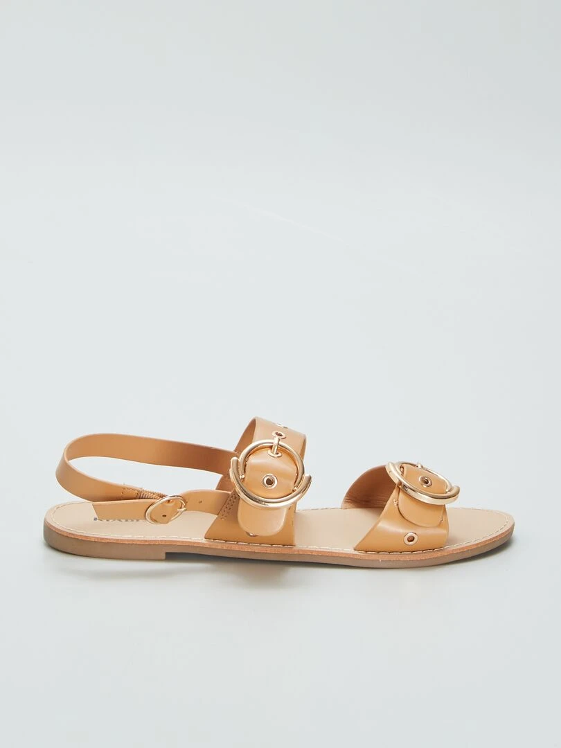 Sandales à brides cloutées Camel