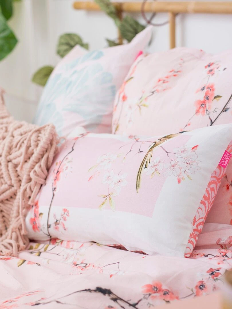 Housse de couette Chinoiserie rose "Happyfriday"   Blanc