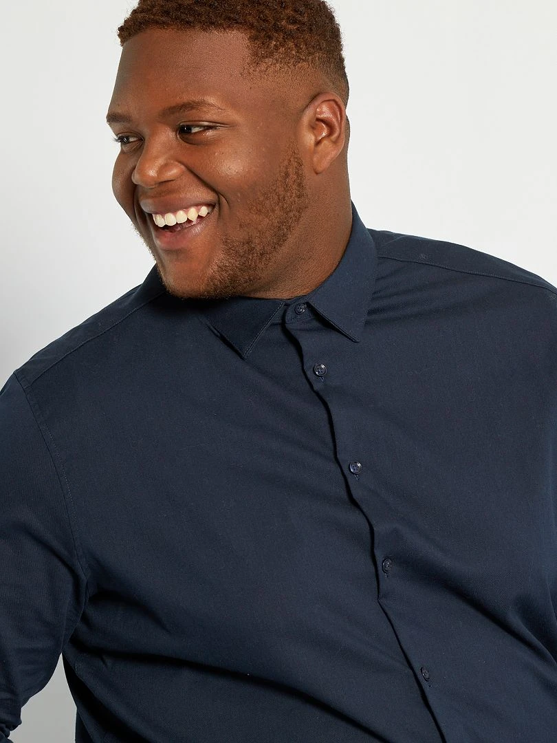 Chemise droite et stretch   Bleu marine