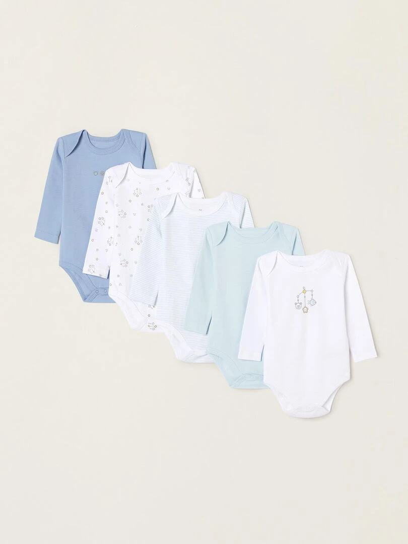 Pack 5 Bodies en coton pour nouveau né et bébé 'Móbile' manches longues ESSENTIALS LINE Multicolore