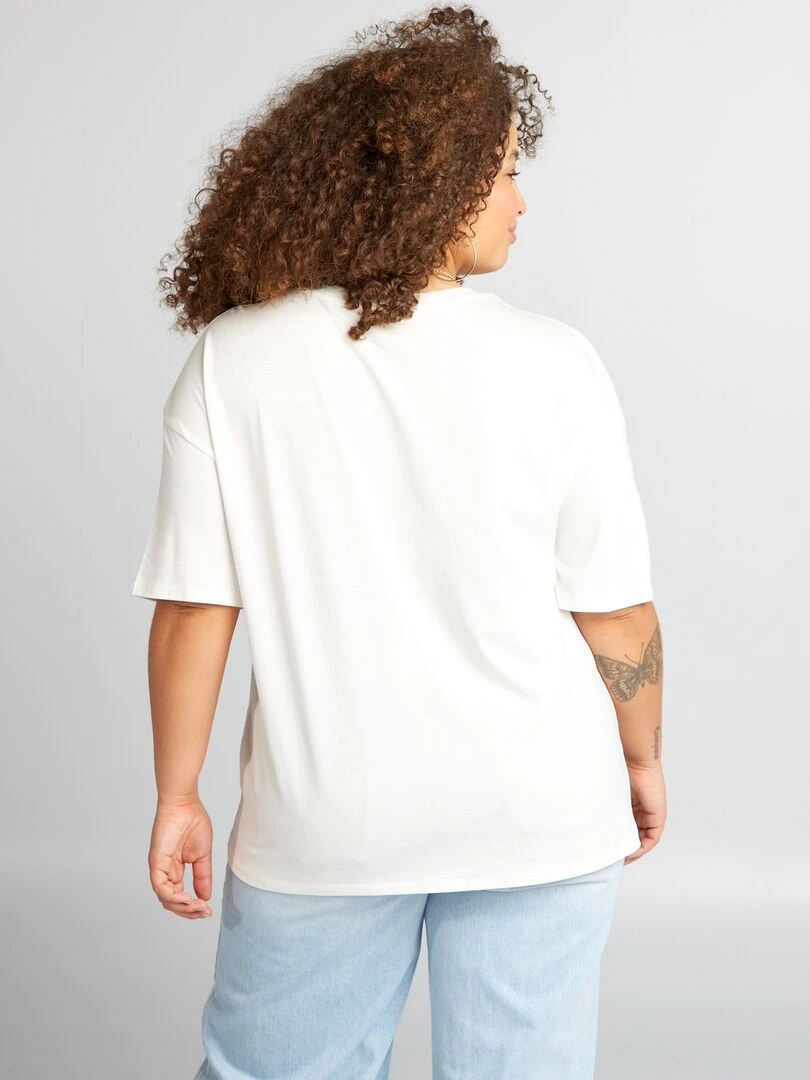 T shirt 'famille' manches courtes Ecru 'love mom'