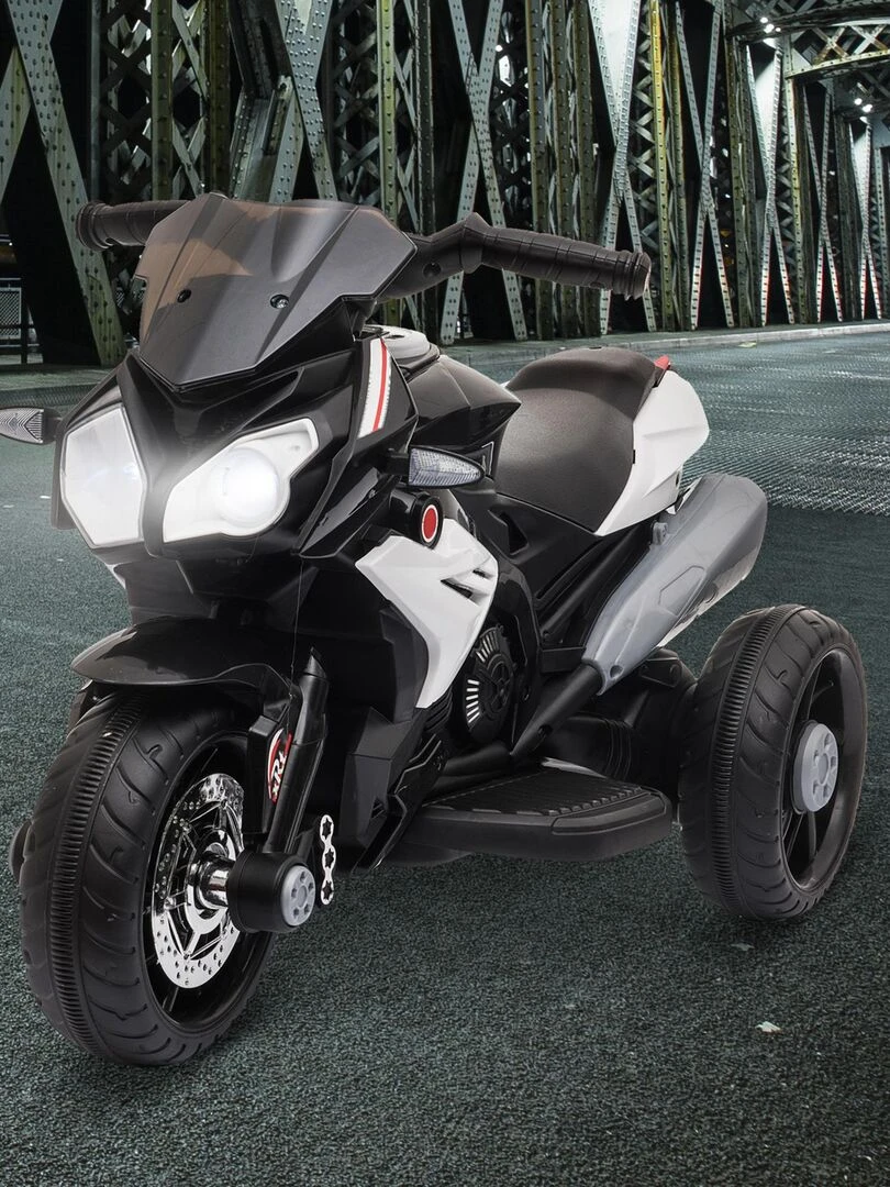 Moto électrique pour enfants 3 roues 6 V 3 Km/h effets lumineux et sonores   Noir