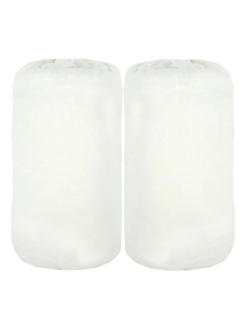 Lot de 2 draps housse bébé 60x120 cm   Blanc
