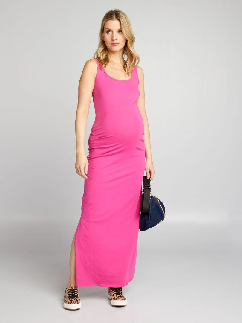 Robe longue de maternité Rose