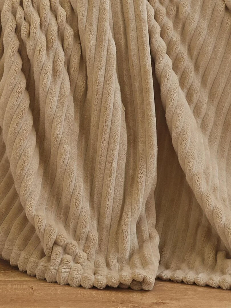 Couverture polaire Effet côtelé 3D Beige sable