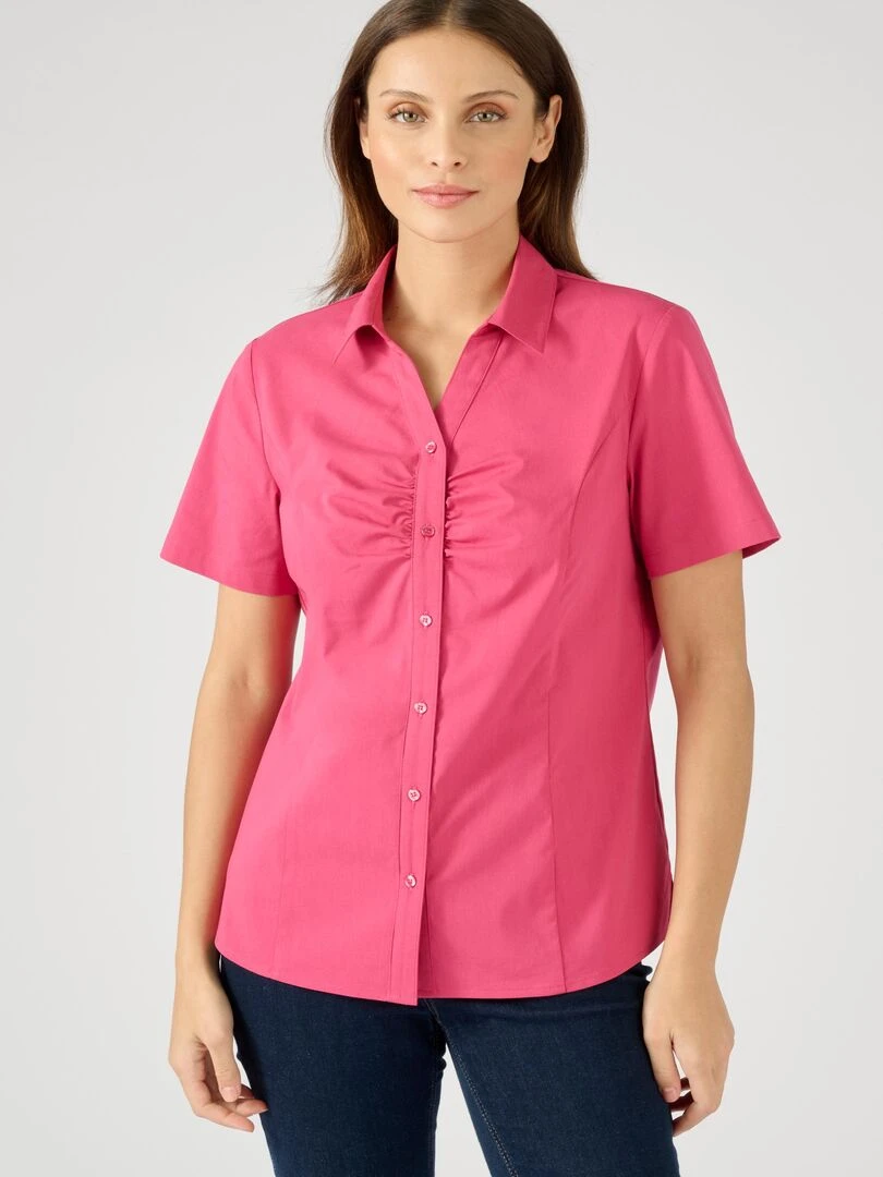 Chemisier popeline stretch Damart Rose framboise