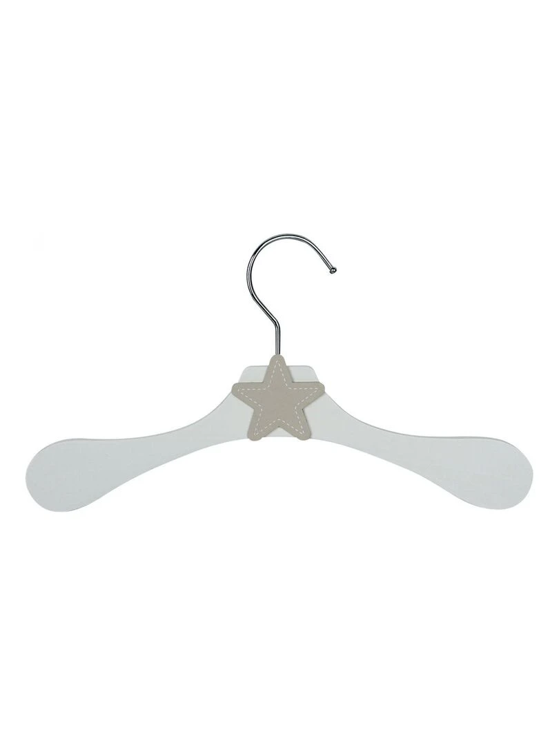 Lot de 20 cintres en bois 28 cm pour bébé enfant avec crochet pivotant Monsieur Bébé Blanc Beige