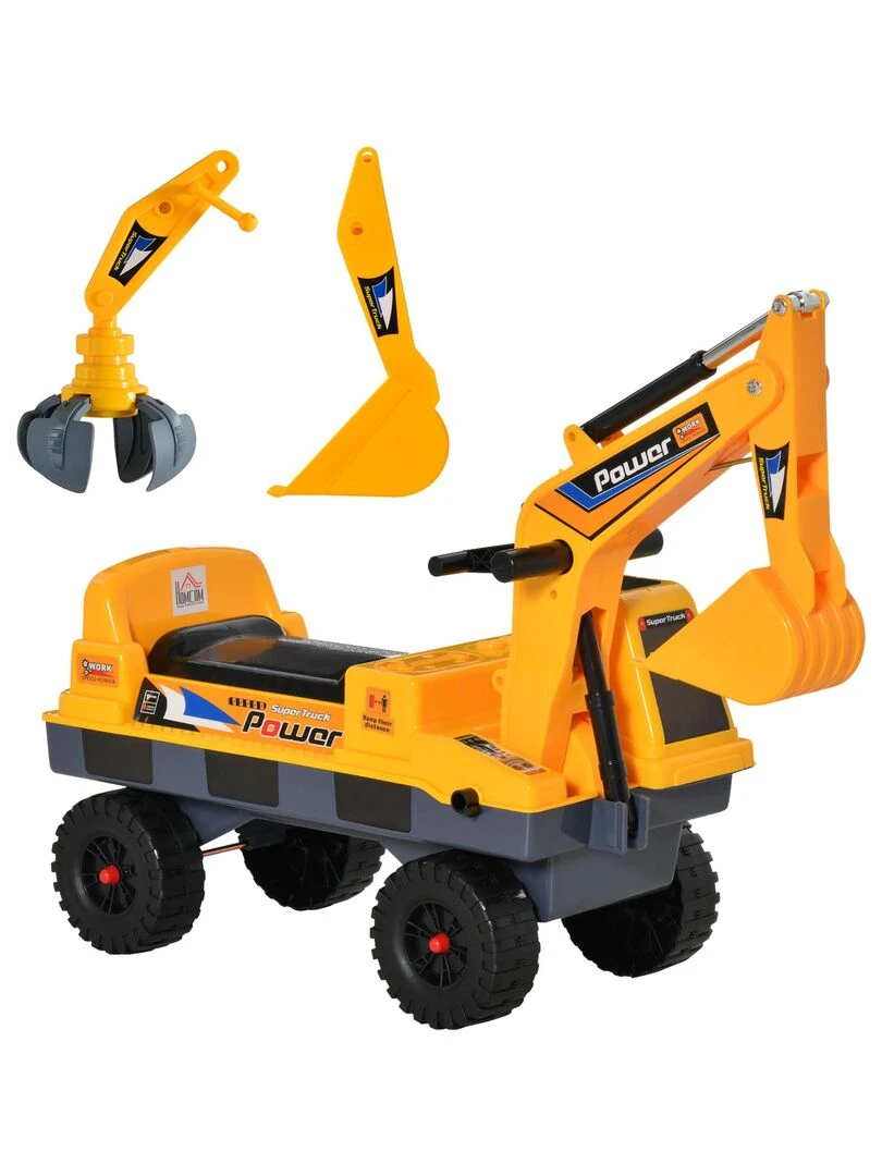 Porteur enfant tractopelle pelleteuse articulée pince incluse jaune Jaune