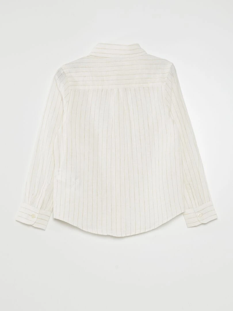Chemise en lin fines rayures   BLANC
