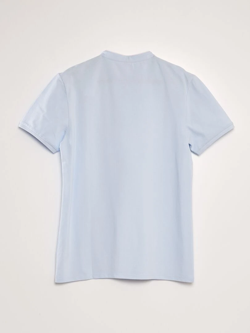 Polo à col mao en piqué de coton Bleu ciel
