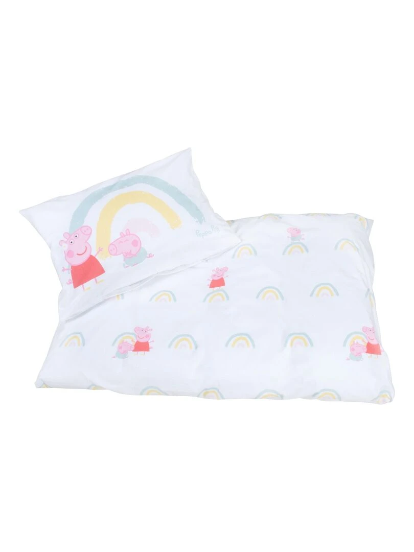 ROBA Parure de Lit Bébé 'Peppa Pig' 100 x 135 cm   2 Pièces   Motif Arc en Ciel   Rose   Gris   Blanc Rose Gris