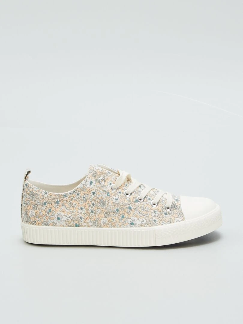 Baskets en toile motif à 'fleurs' Kaki