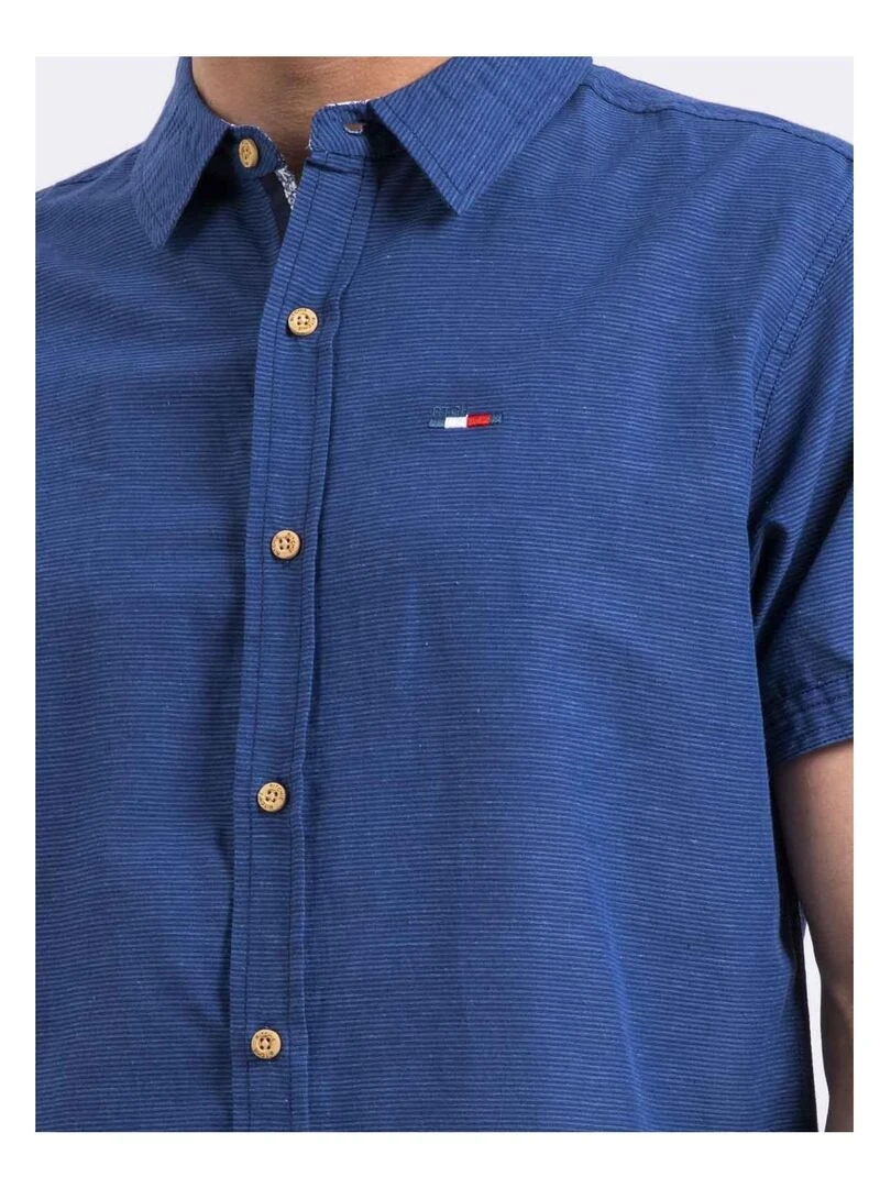 Chemise manches courtes pur coton DIMOTOX   Bleu