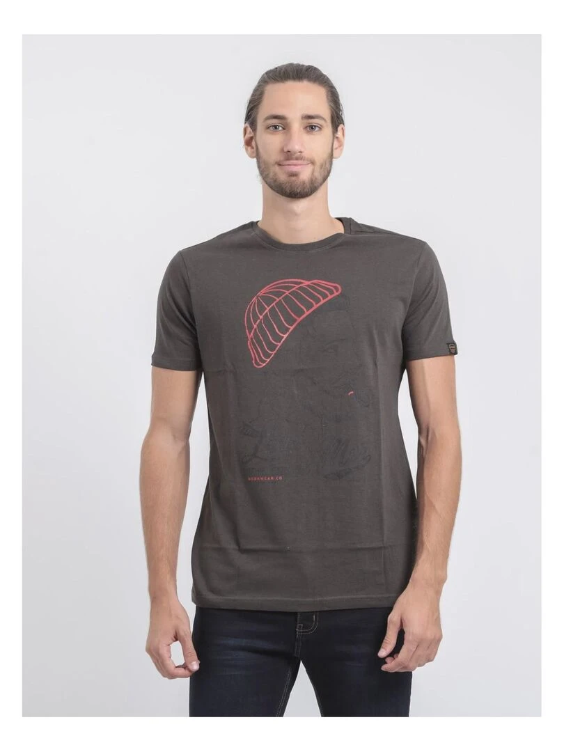 T shirt col rond pur coton JOUANCY Gris foncé