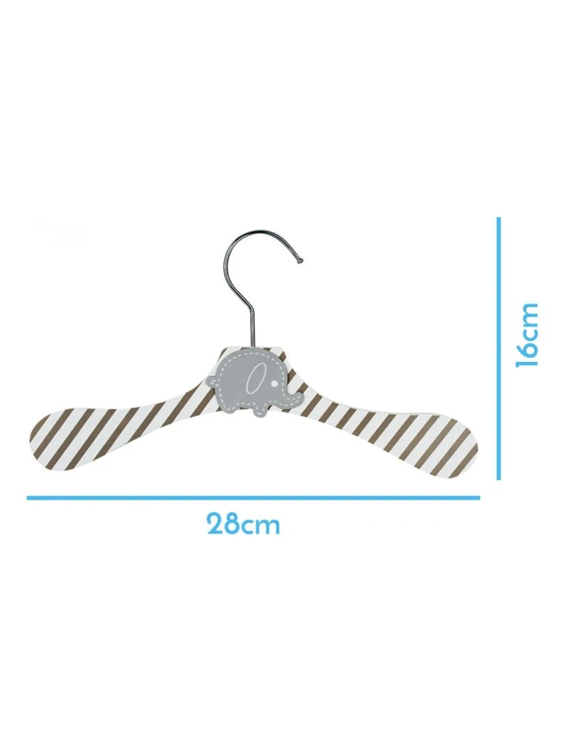 Lot de 10 cintres en bois pour bébé enfant avec crochet pivotant Monsieur Bébé Blanc Marron