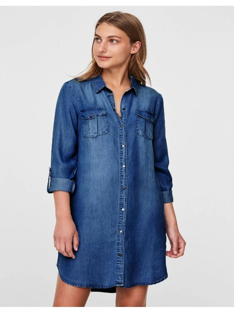 Robe courte en jean Vero Moda Bleu