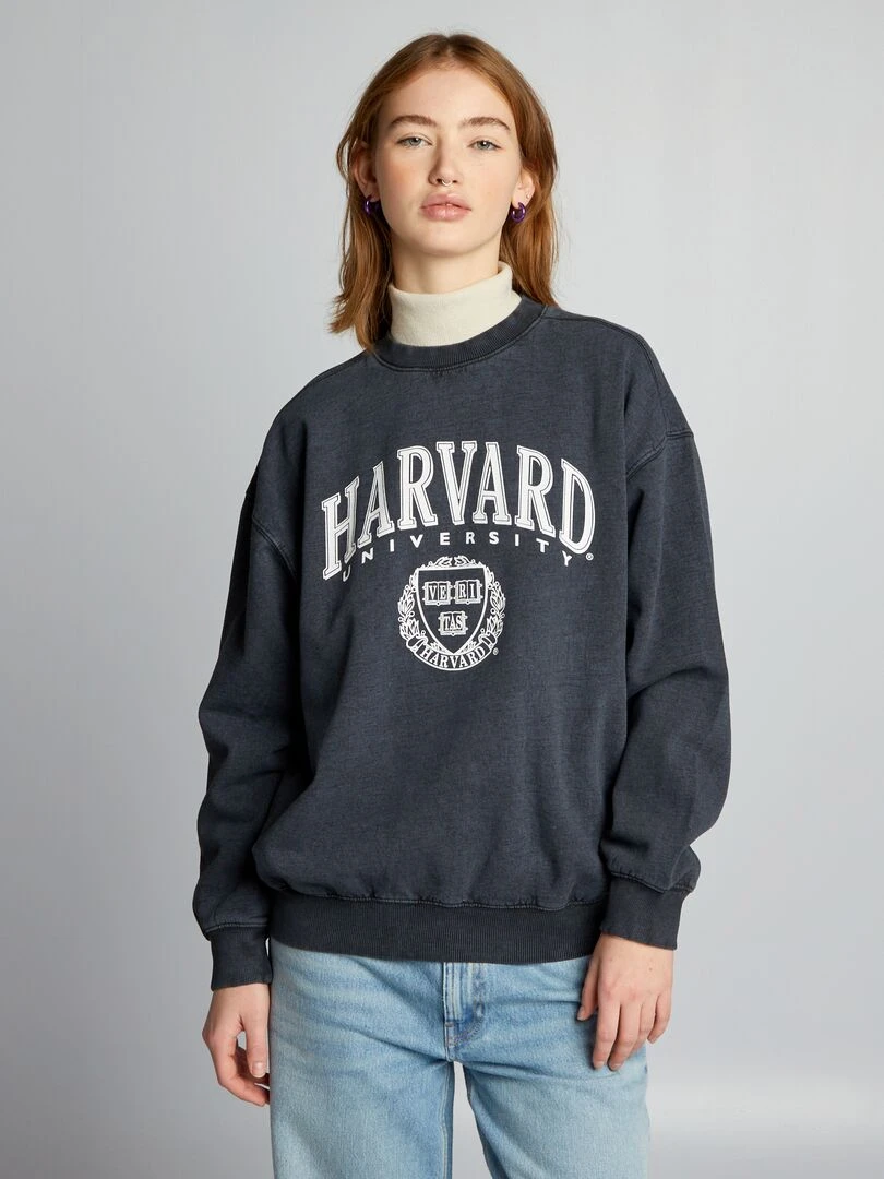 Sweat oversize 'Harvard' à col rond   Gris