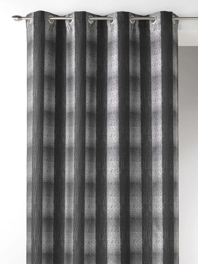 Rideau en Jacquard Effet Quadrillé Noir