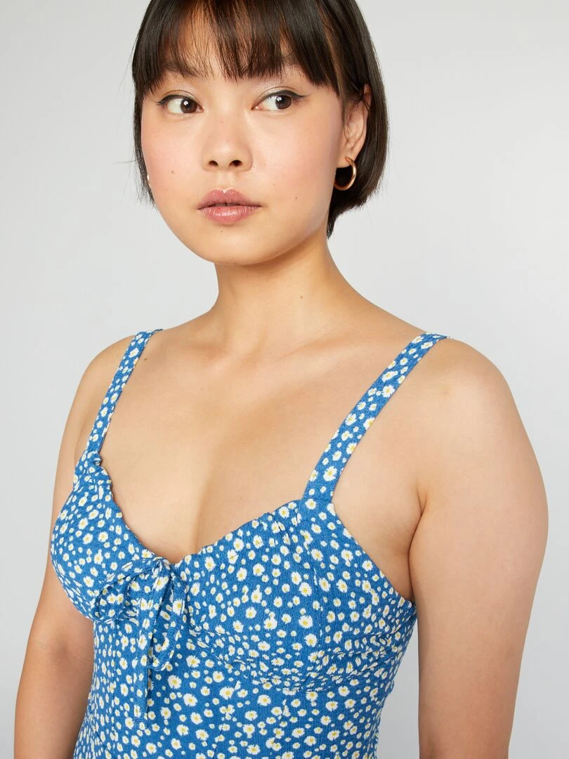 Robe à fines bretelles avec imprimé Bleu