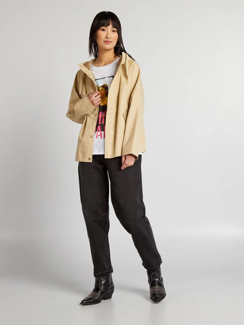 Parka courte déperlante beige