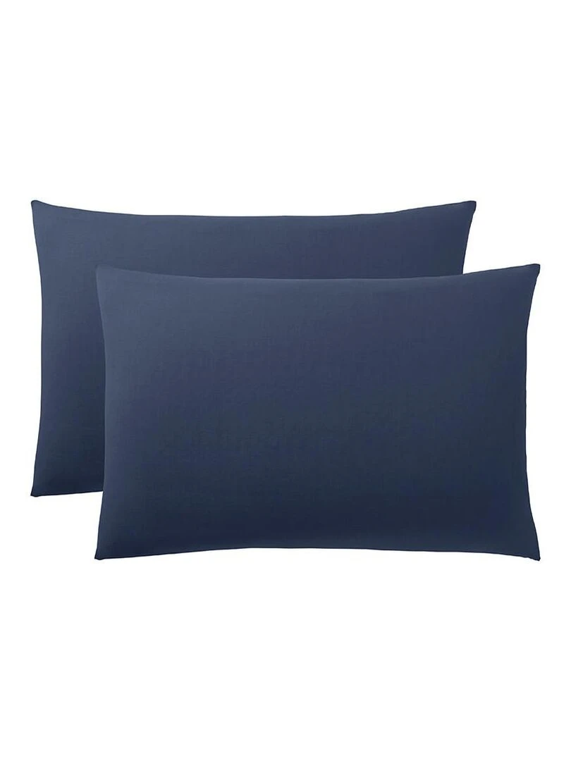 Lot De 2 Taies D'oreiller Bleu Marine 50 X 70 Cm / 100% Coton / 57 Fils/cm² Bleu foncé