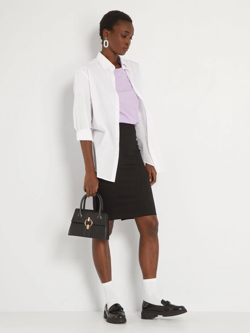 Jupe crayon en maille milano   noir
