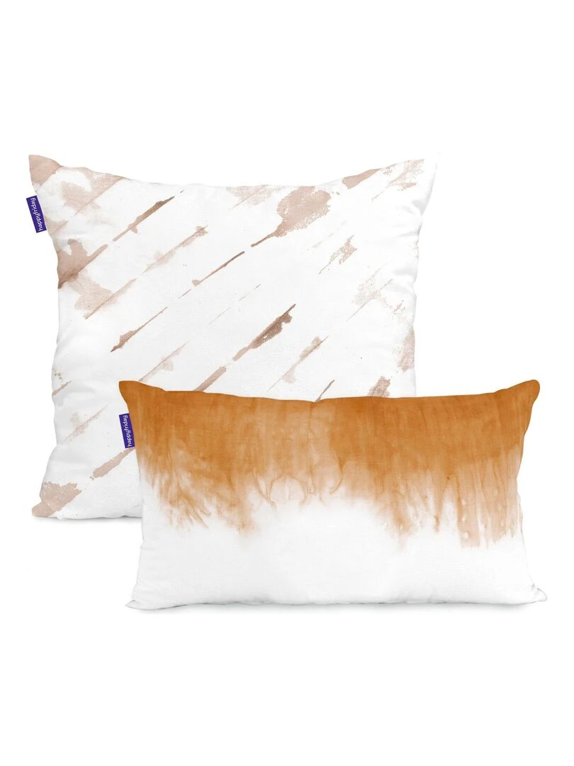Housse de coussin Tie dye "Happyfriday" Blanc