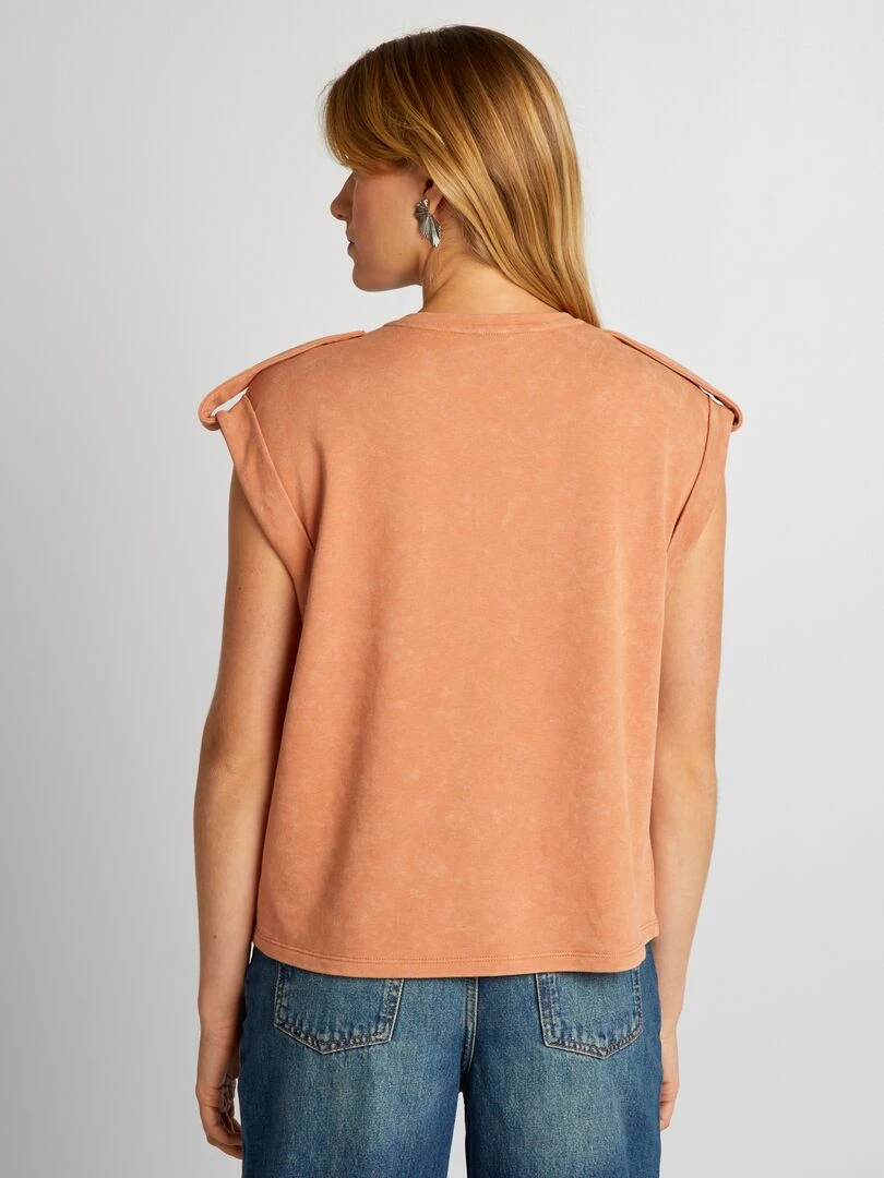 T shirt large avec effet délavé   Orange pâle