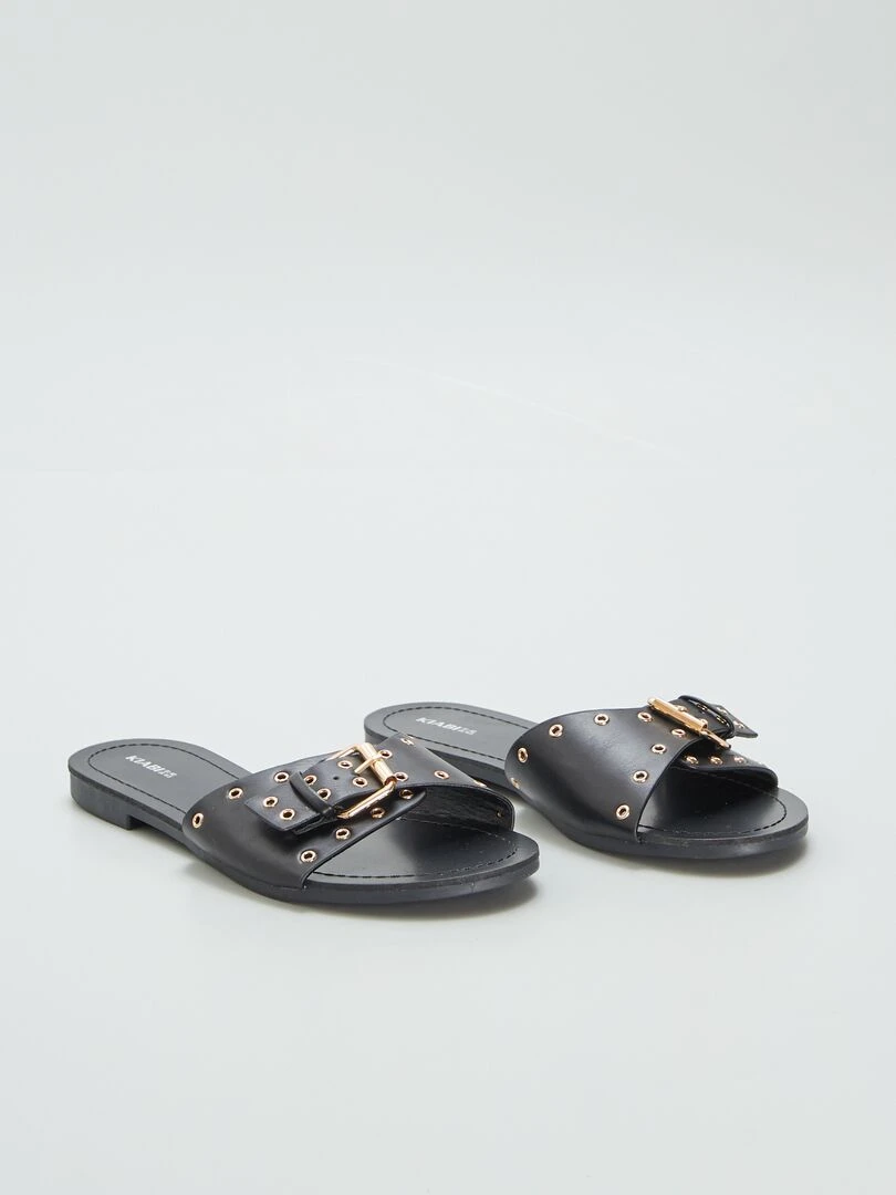 Mules avec brides à boucles Noir