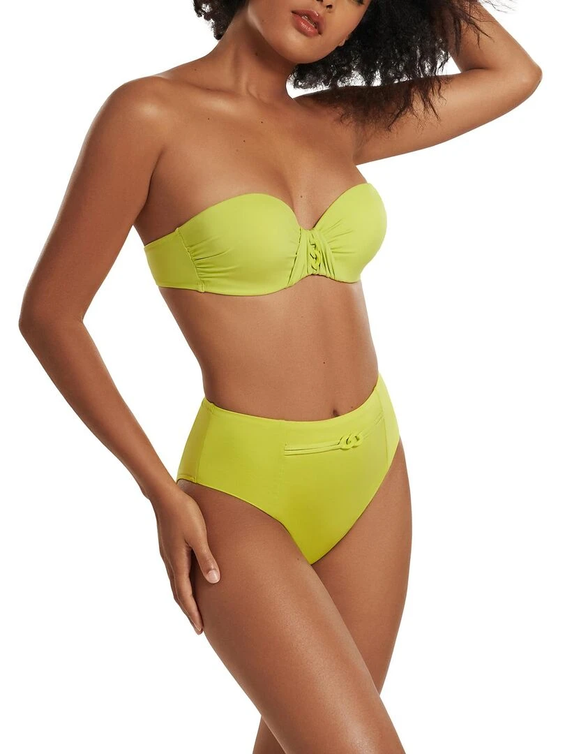 Bas maillot slip de bain échancré taille haute Palma   Vert