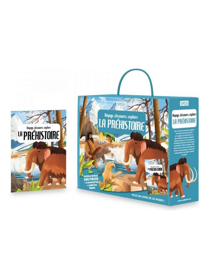 Coffret livre et puzzle 200 pièces : Voyage Découvre Explore : La Préhistoire N/A