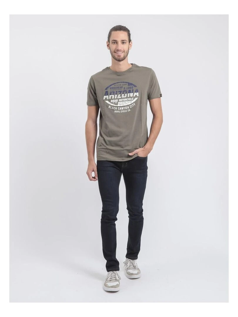 T shirt col rond pur coton JACRAIG   Kaki