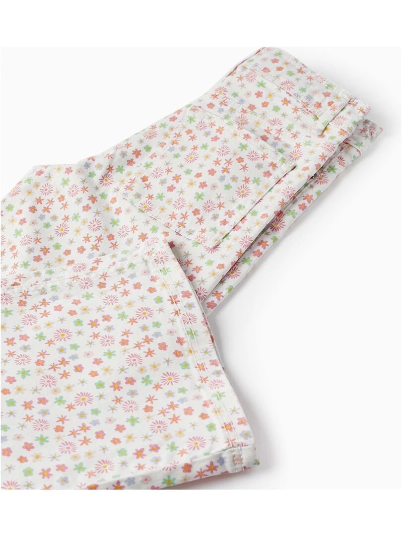 Pantalon en sergé à motif floral pour fille 'Wide Leg'  THE WAVE TRIBE   Blanc