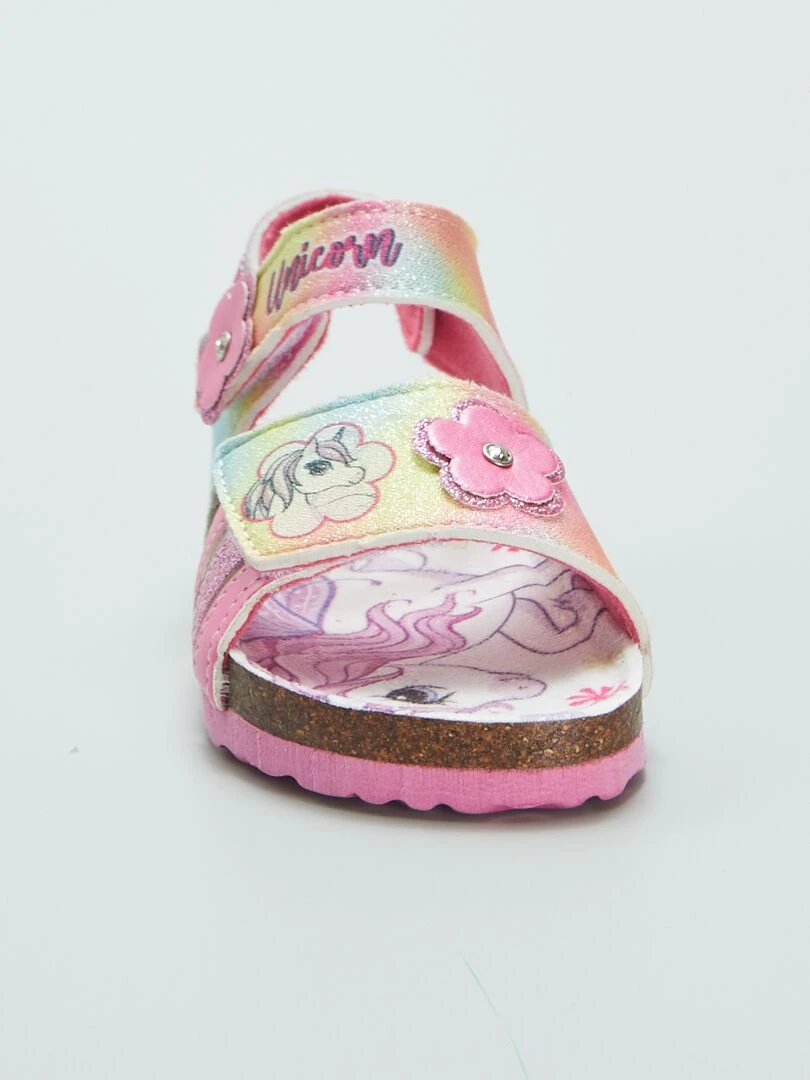 Sandales 'Licorne' à scratchs   Rose