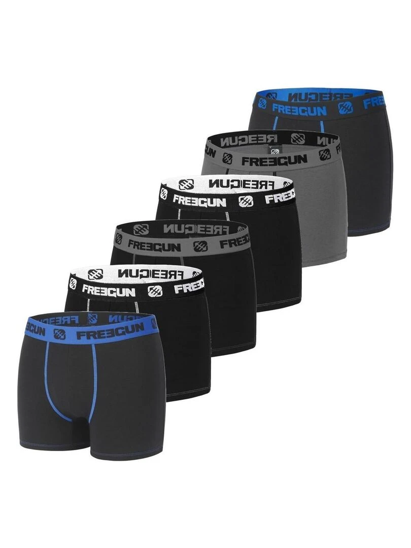 Lot de 6 boxers coton homme Uni Freegun Noir
