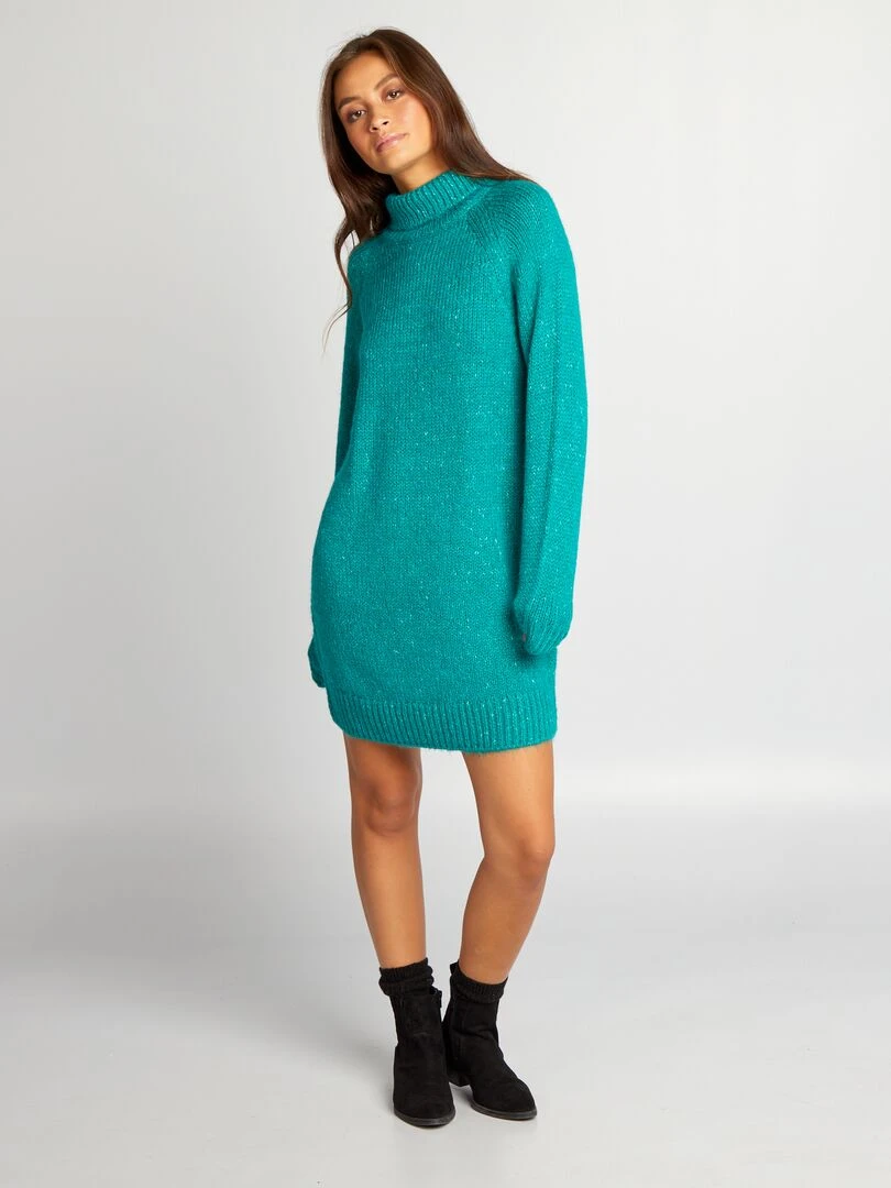 Robe pull courte en maille Vert