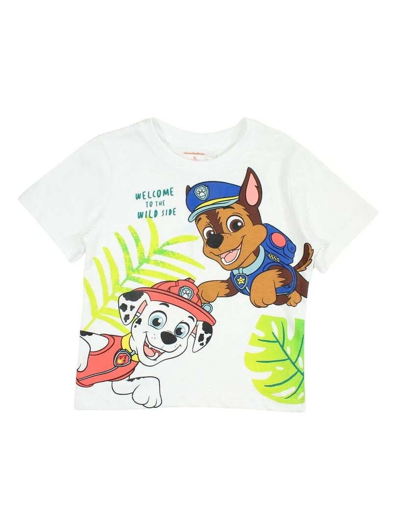 Paw Patrol Ensemble T shirt short garçon Imprimé La Pat' Patrouille Blanc