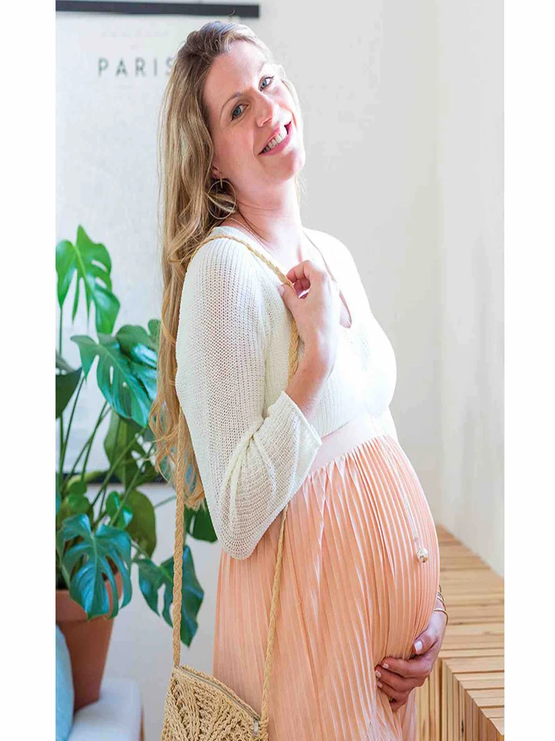 Bola de grossesse Collier  perle et feuille   Rose