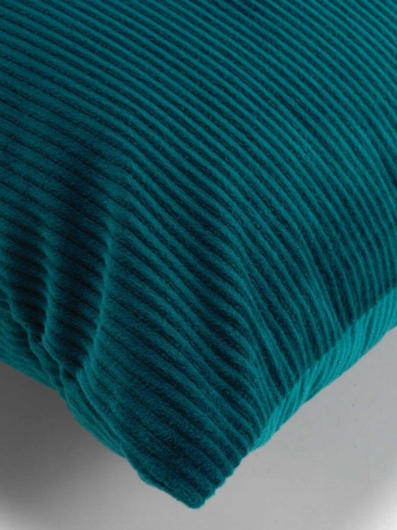 Coussin déhoussable en velours côtelé Bleu pétrole