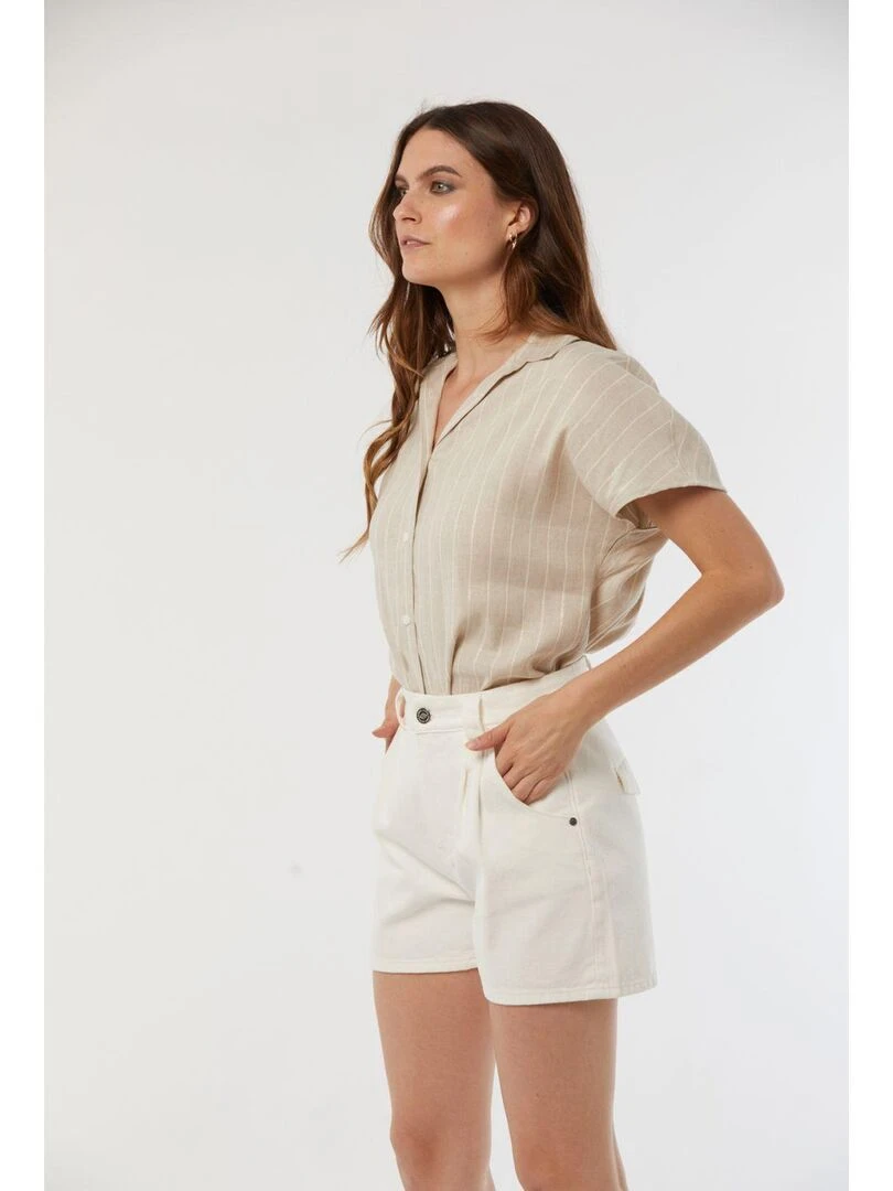 Lee Cooper   Chemise sans manches lin regular DILEA   Beige sable
