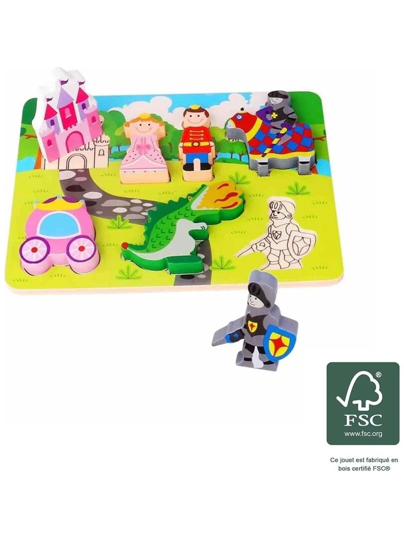 Jouet bébé   Chunky puzzle en bois  Princesse et Chevalier   N/A