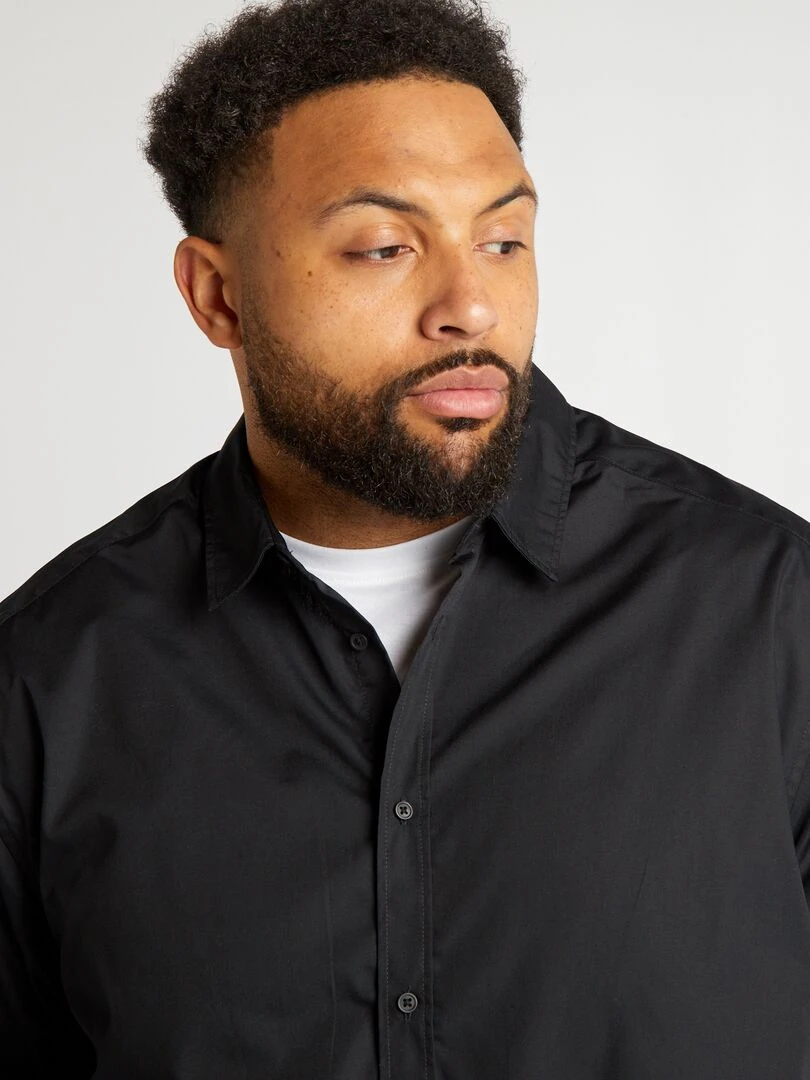 Chemise en popeline manches courtes   noir