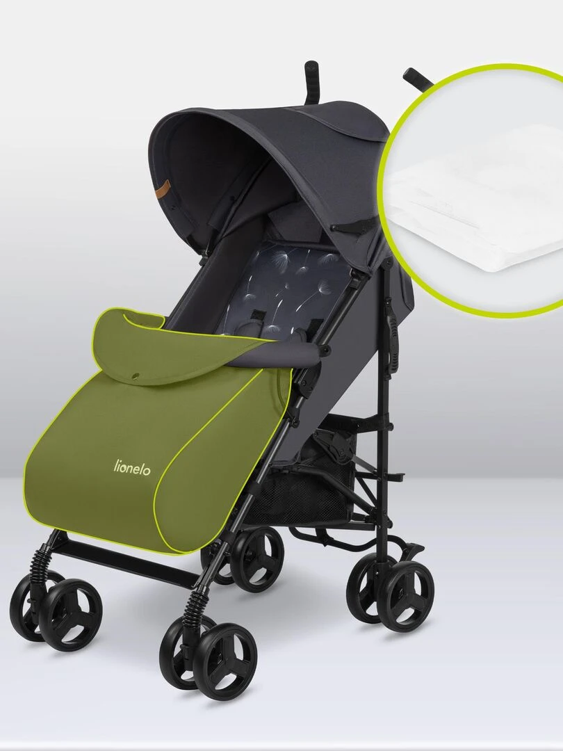 LIONELO Elia   Poussette bébé canne compacte   De 6 à 36 mois   Accessoires inclus   Gris   gris anthracite