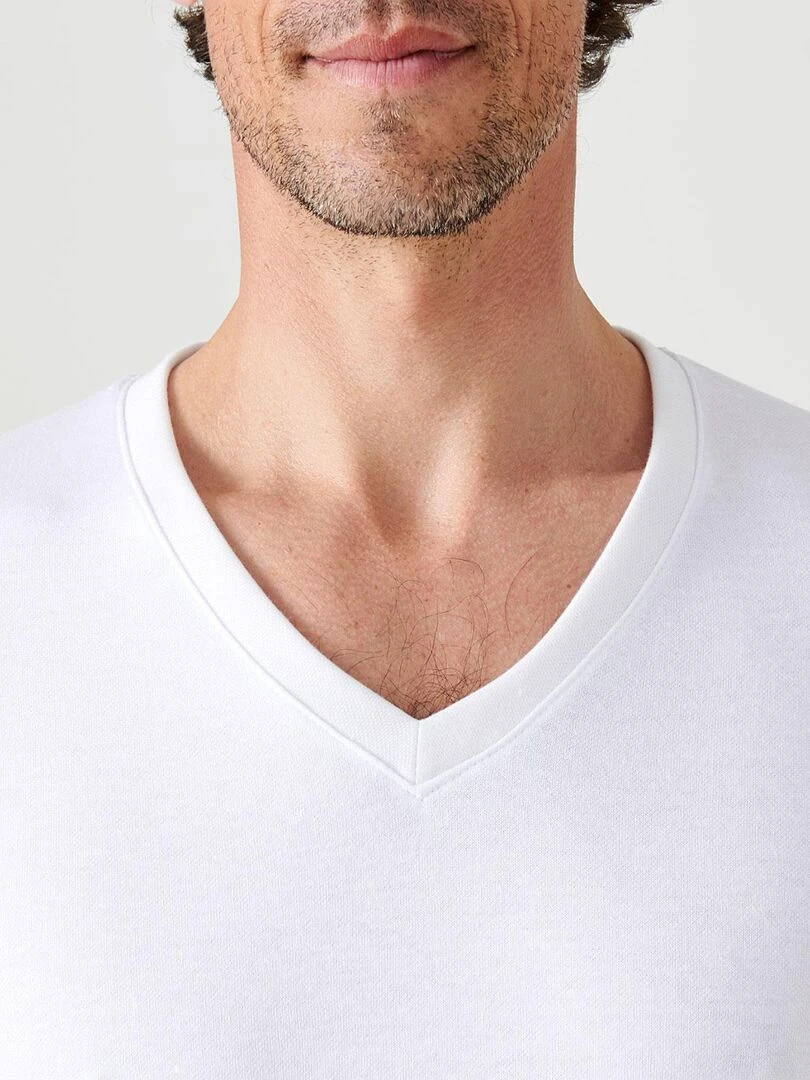 T shirt double face col V Thermolactyl   Damart   Blanc