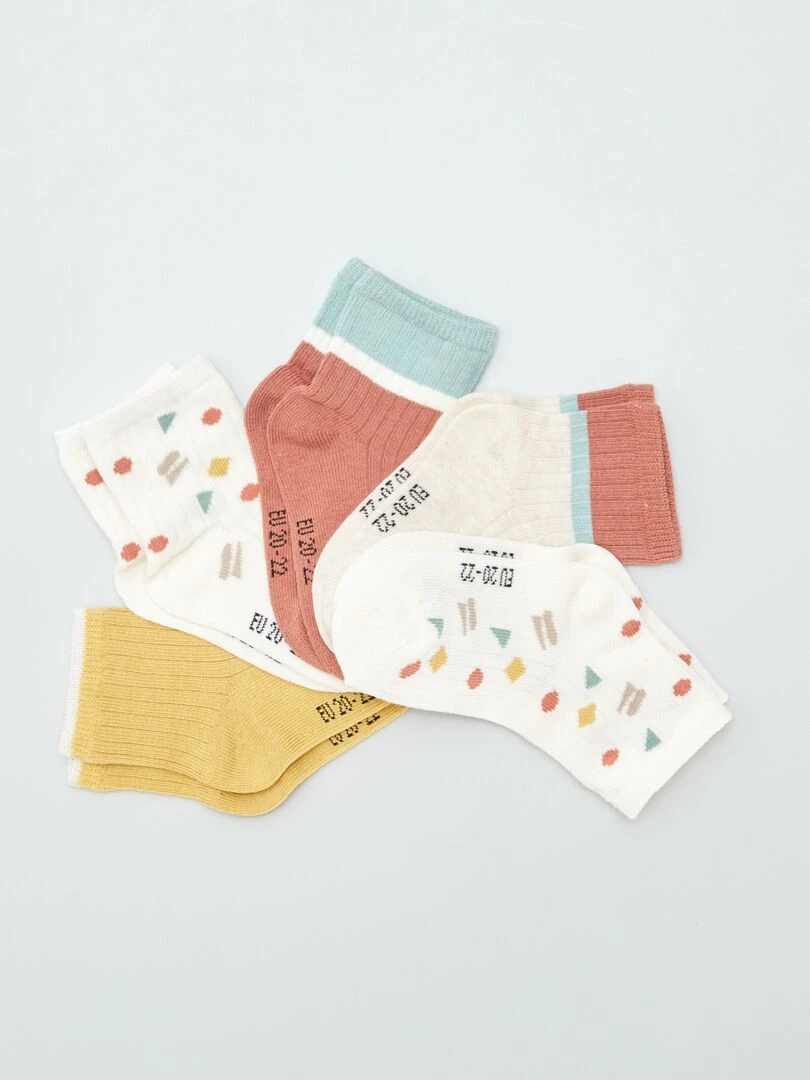 Lot de 5 paires de chaussettes en maille stretch Beige