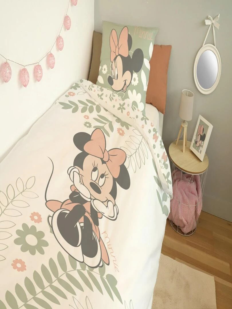 DISNEY Housse de couette Minnie 140x200 cm 100% Coton Vert Vert