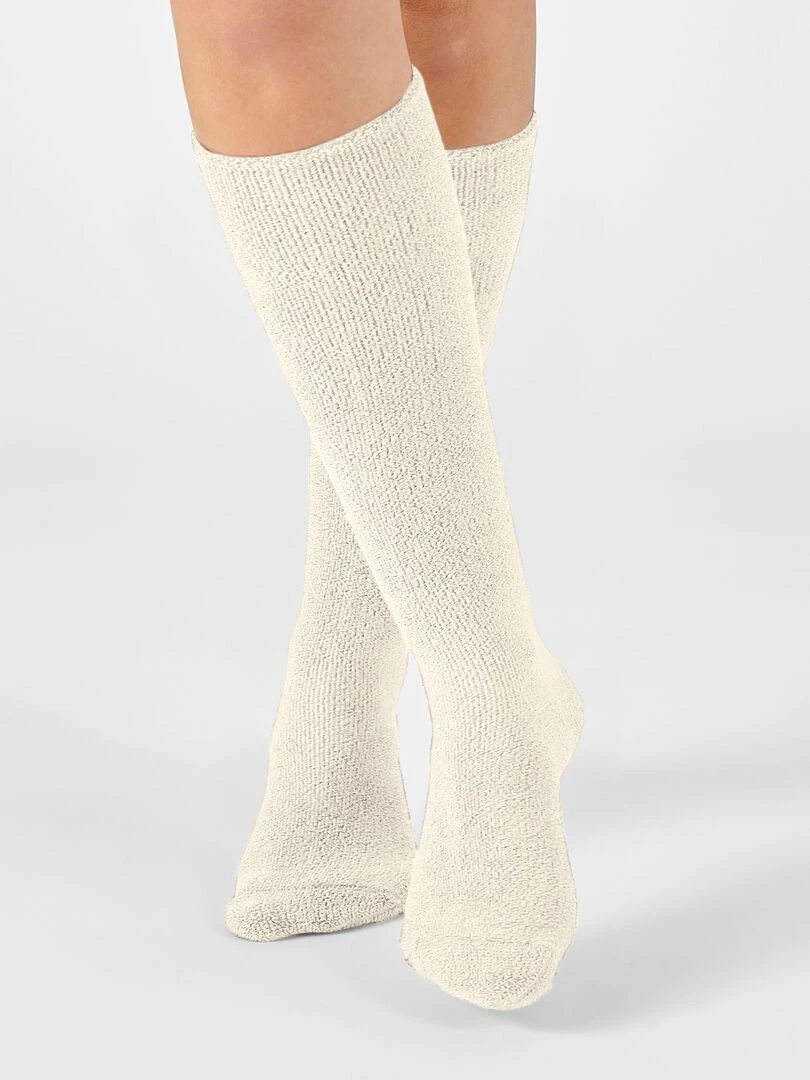 Mi bas jersey maille bouclette Thermolactyl Damart Blanc Ecru Blanc